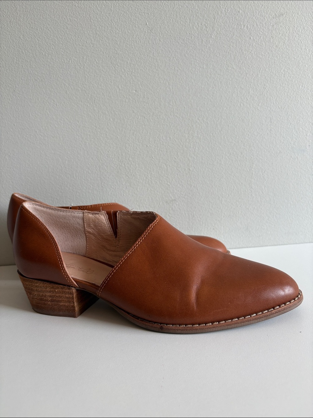 Madewell Size 8.5 Brown Leather Cutout Ankle Booties Block Heel Western